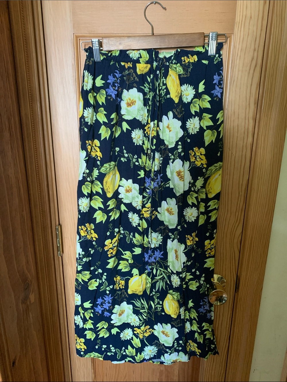 ⛅️ Classic Concepts Elastic Tie Floral Lemon Maxi Skirt 🌥️